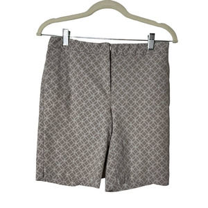 Mario Serrani Women's Shorts in Tan and White Geometric Print Pockets Size 6